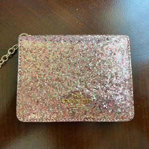 Coach Glitter Card Case with Key Ring